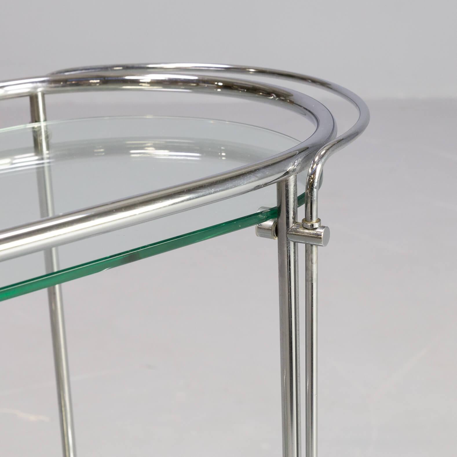 70s Tea Table Serving Trolley in Chrome and Glass for Gallotti & Radice For Sale 3
