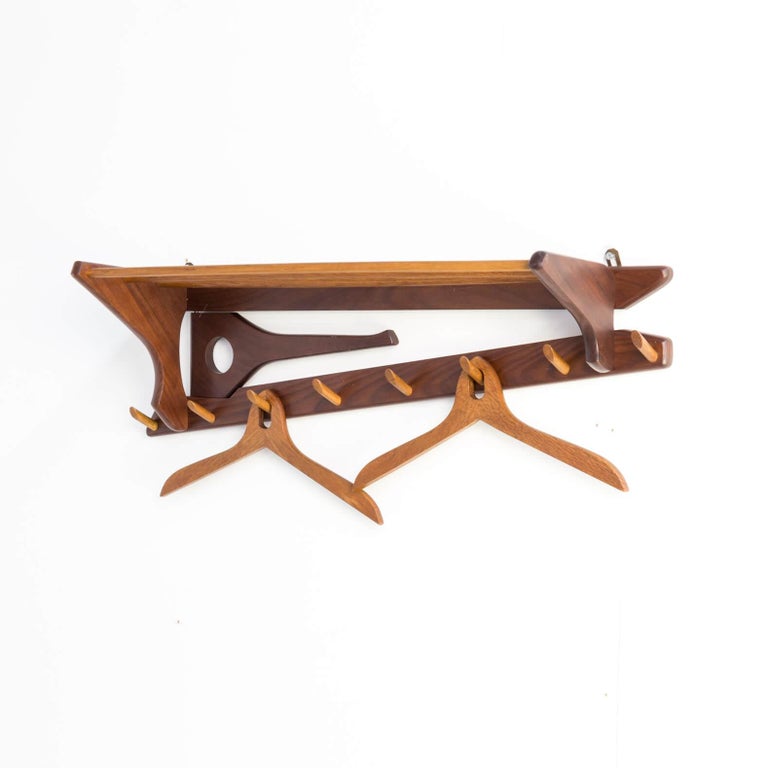 1970s Teak Wall Mounted Coat Rack for Electrimeufa For Sale at 1stDibs