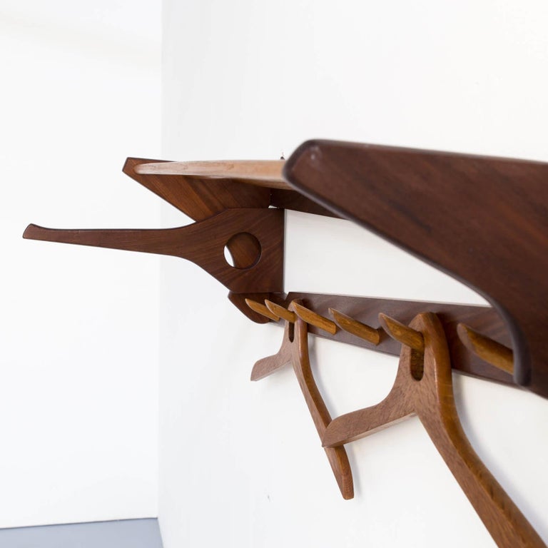 Wall Rack Teak 1970s Teak Wall Mounted Coat Rack for Electrimeufa For Sale at 1stDibs