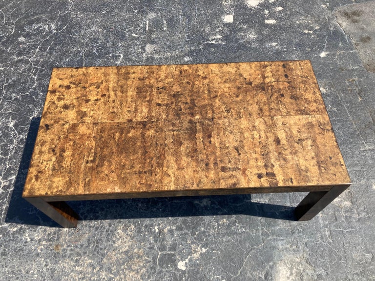 parsons dining table tobacco brown 70's Tobacco Leaf Dining Table or Desk For Sale at 1stDibs