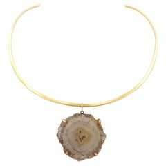 70's torque quartz necklace in 18 karat gold