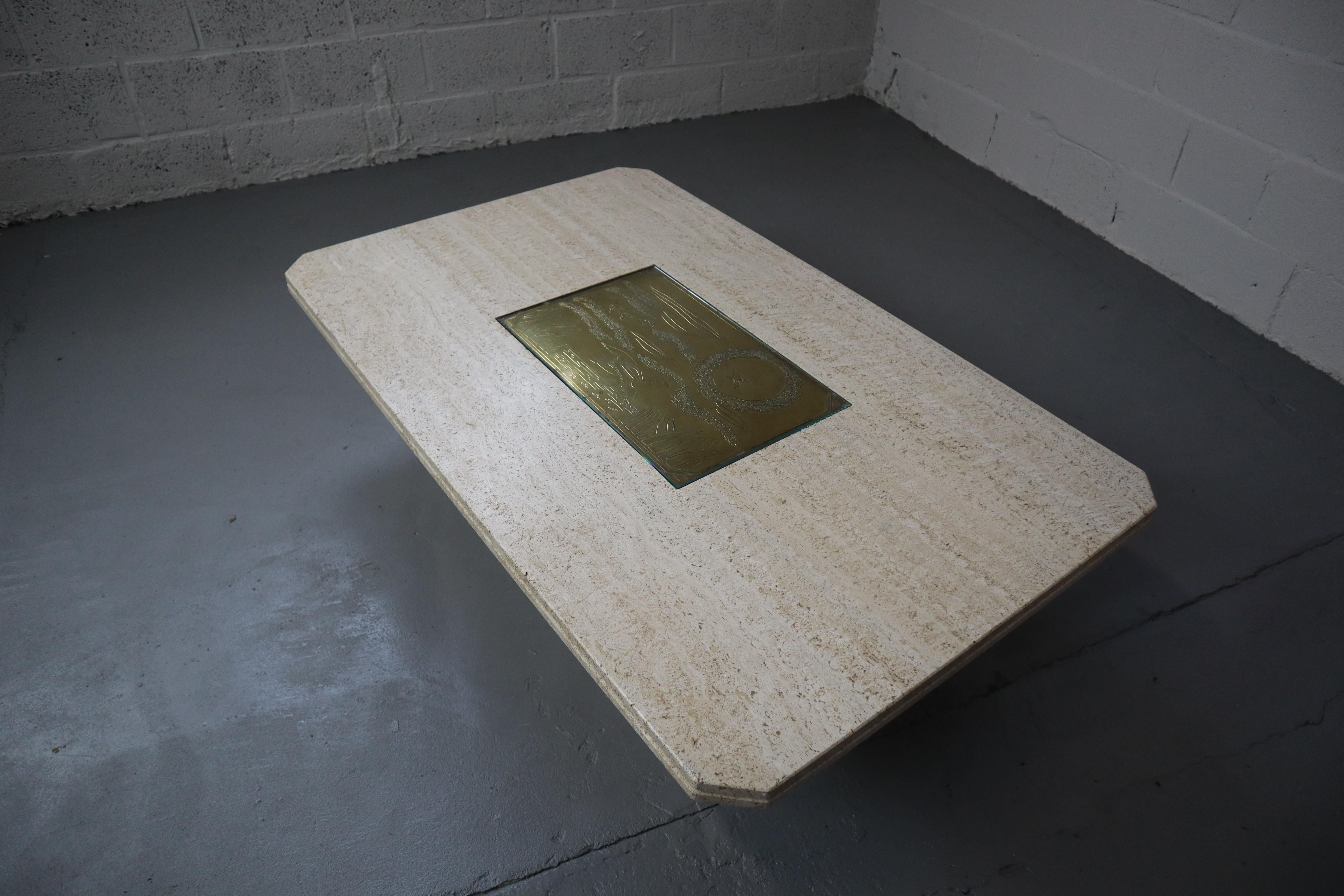 70s Travertine Coffee Table by George Mathias for Maho For Sale 6