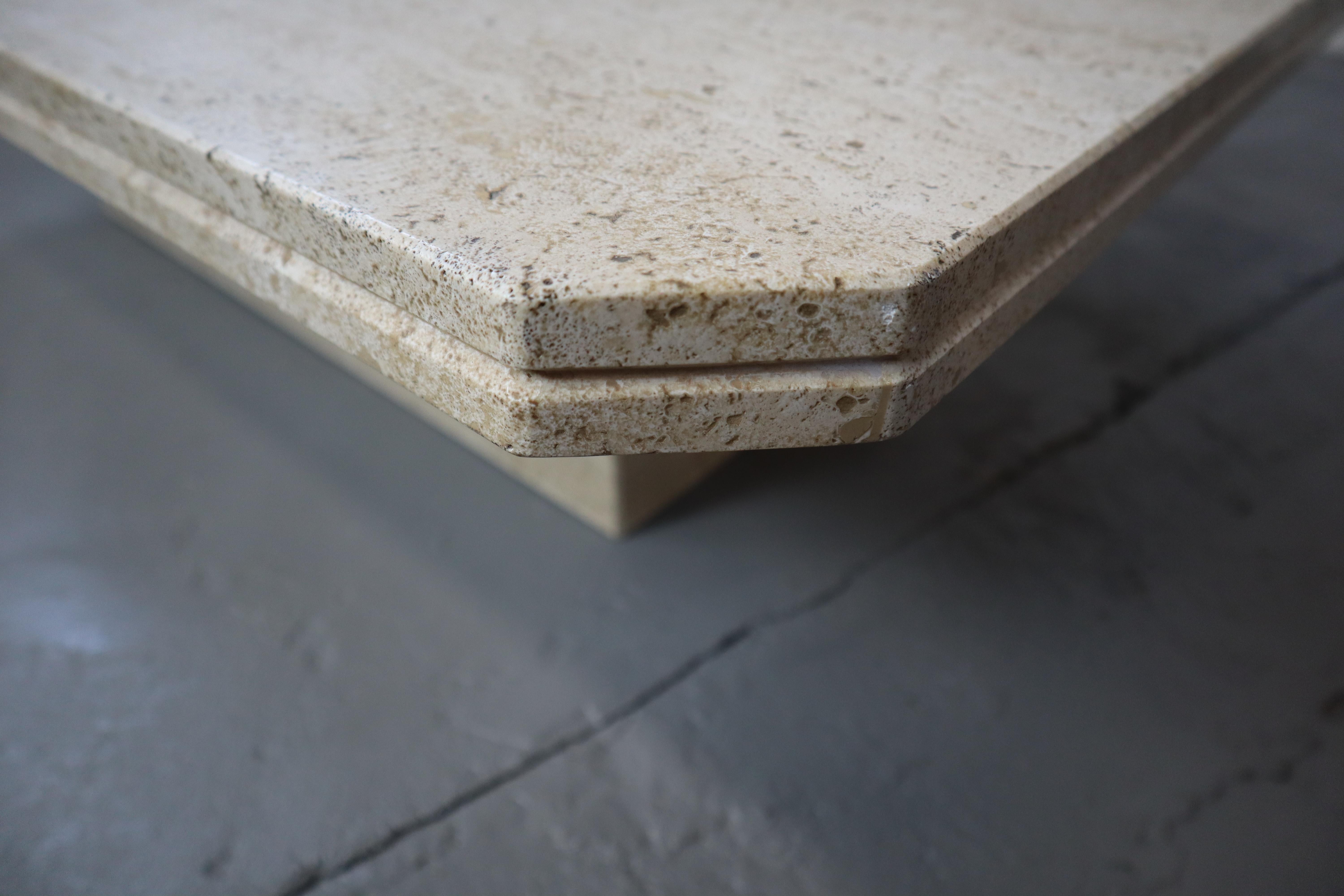 70s Travertine Coffee Table by George Mathias for Maho For Sale 7