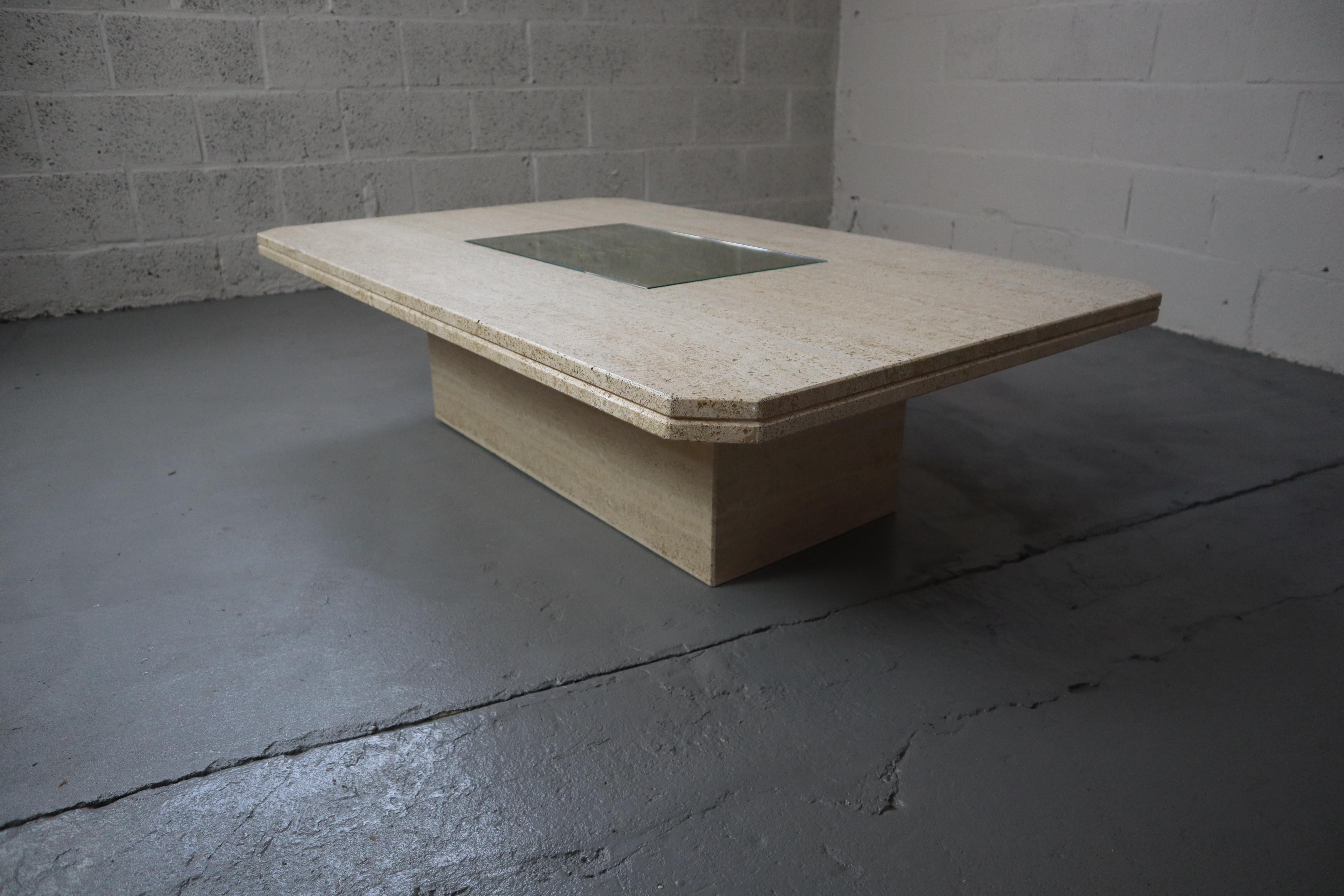 70s Travertine Coffee Table by George Mathias for Maho For Sale 9