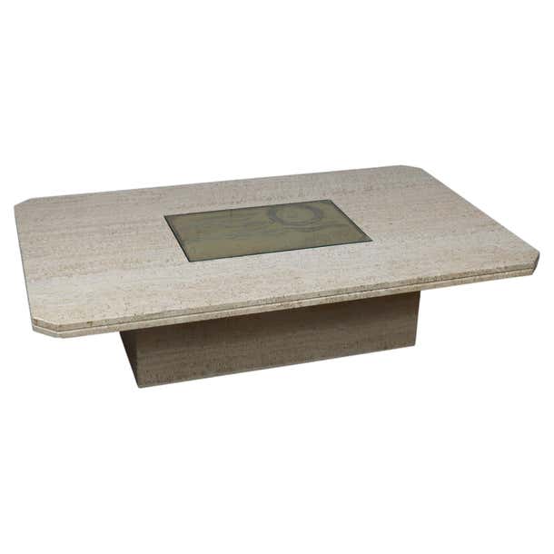 70s Travertine Coffee Table by George Mathias for Maho For Sale at 1stDibs