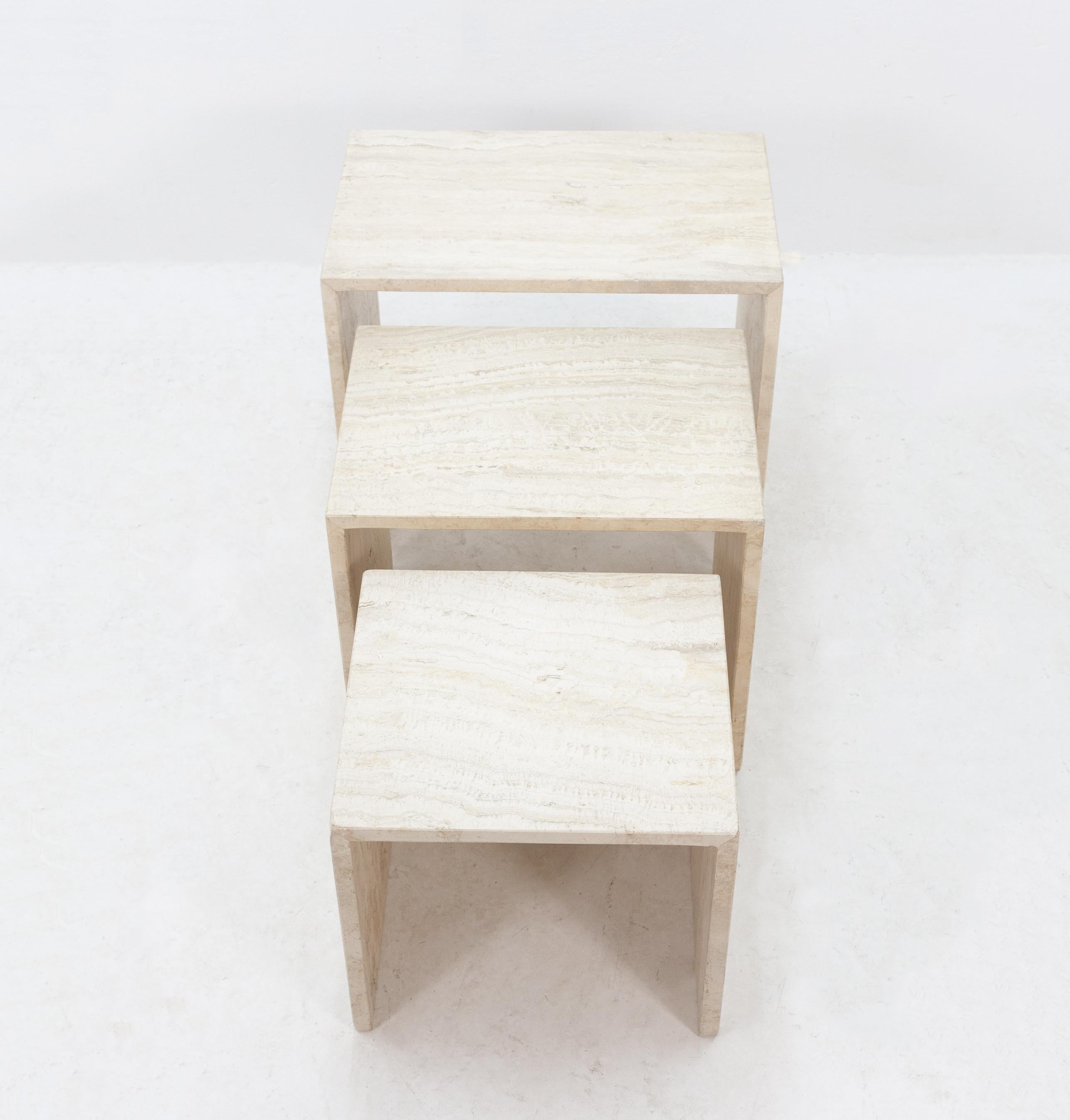 1970s Travertine Nesting Tables 2