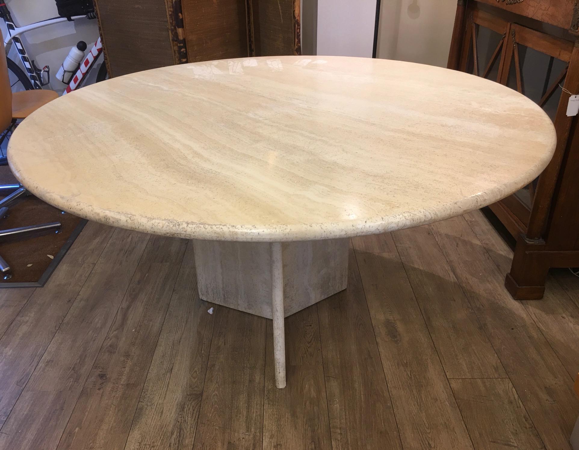 travertine round dining table