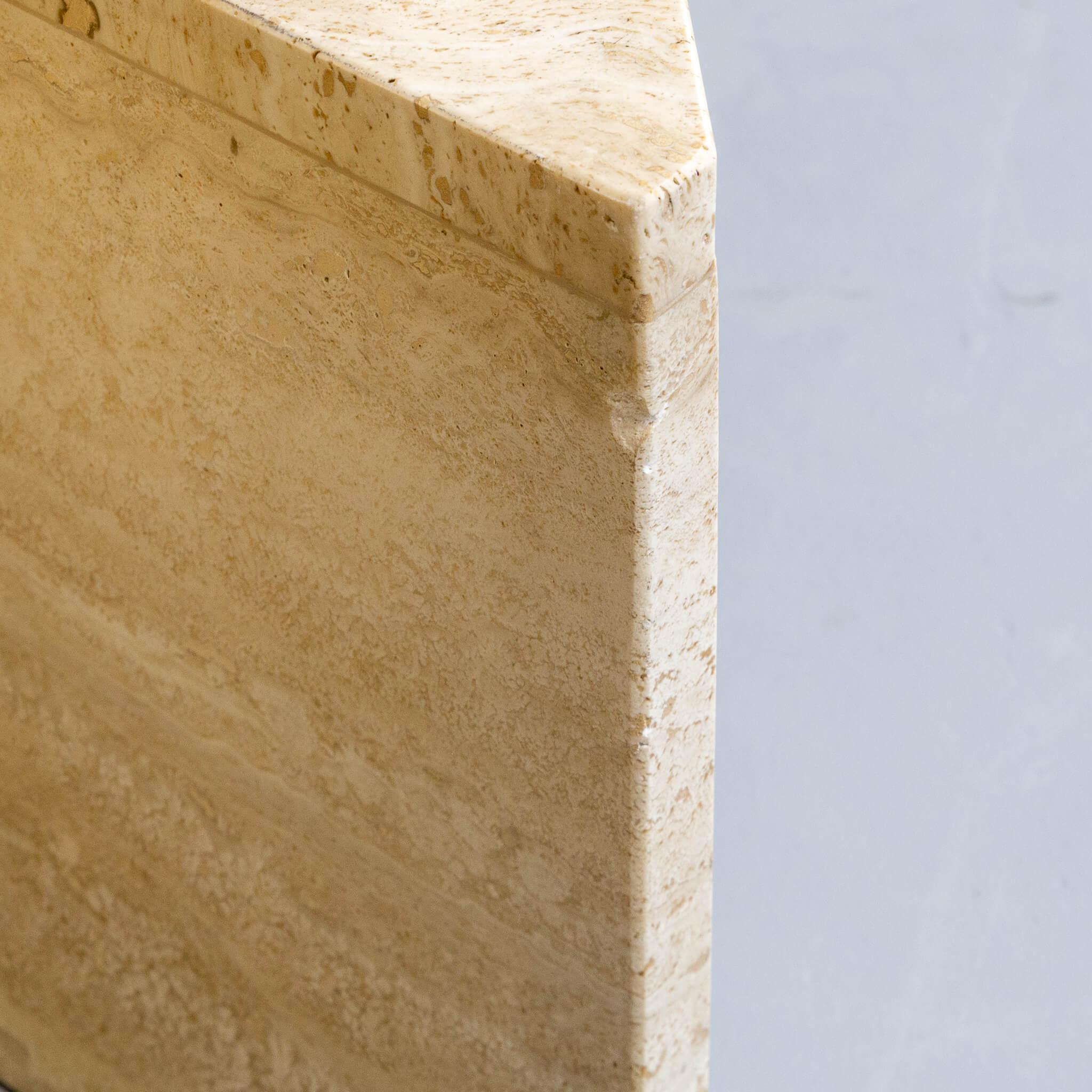 70s Triangle Set Travertin Coffee Table for Up&Up For Sale 1