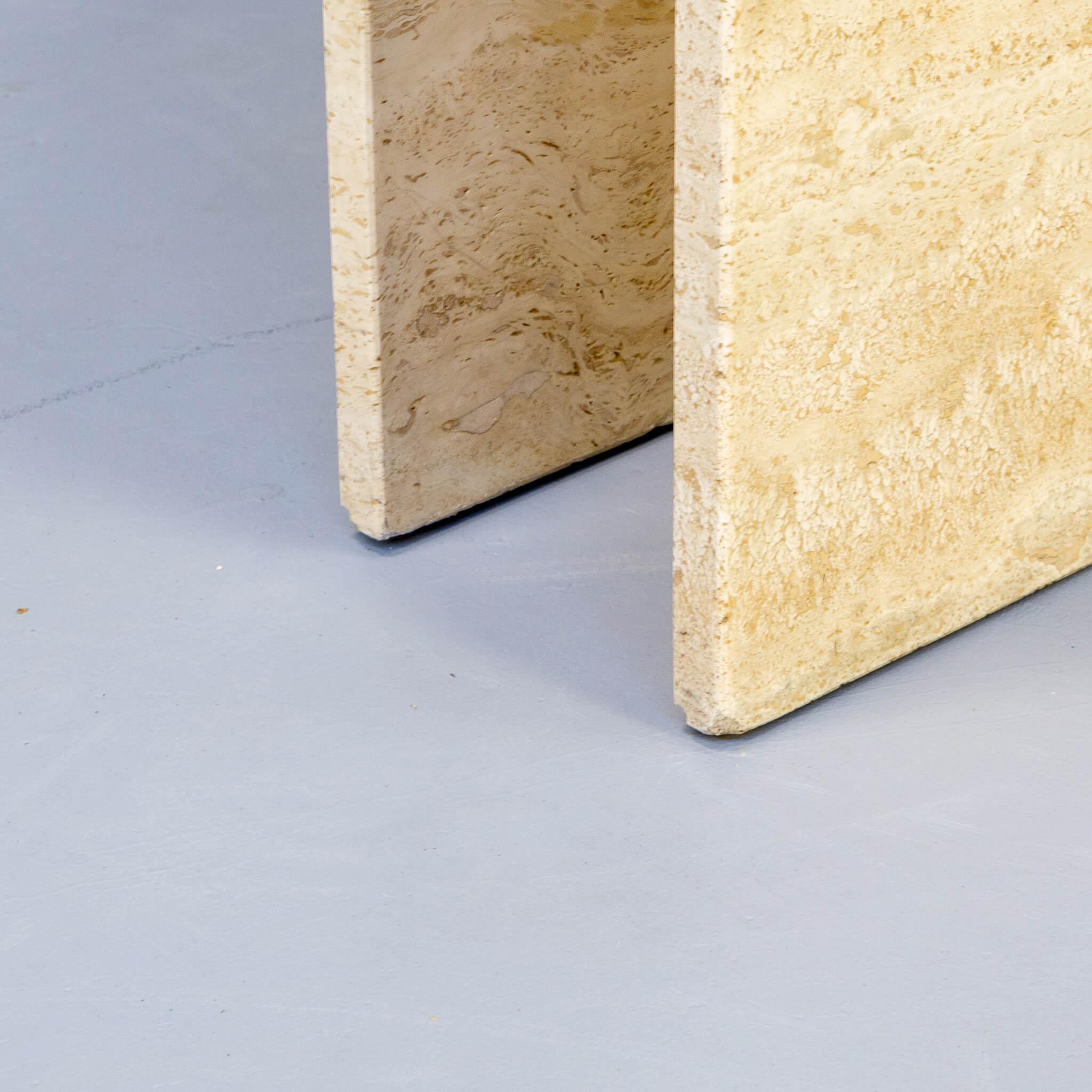 70s Triangle Set Travertin Coffee Table for Up&Up For Sale 2