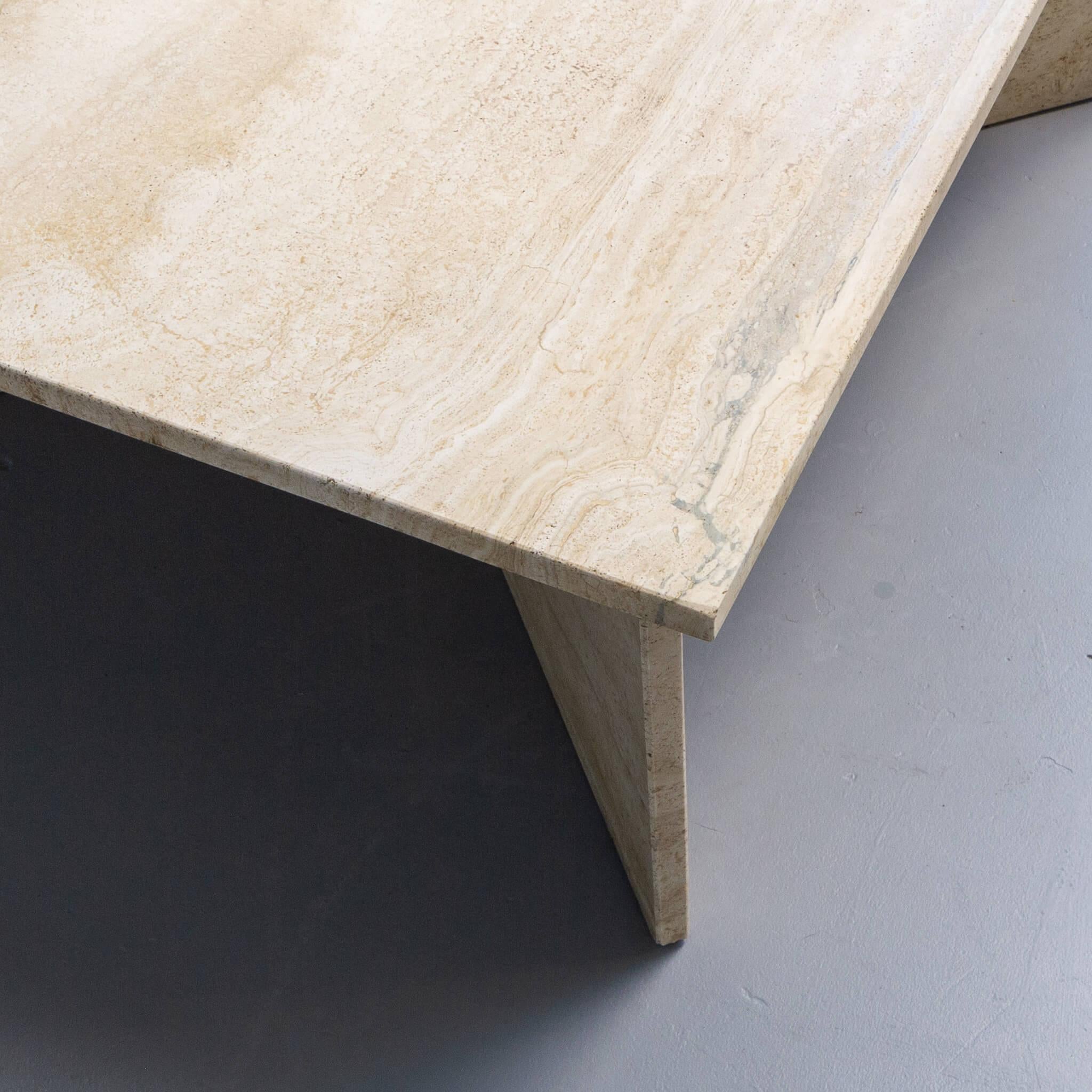 Late 20th Century 70s Triangle Set Travertin Coffee Table for Up&Up For Sale