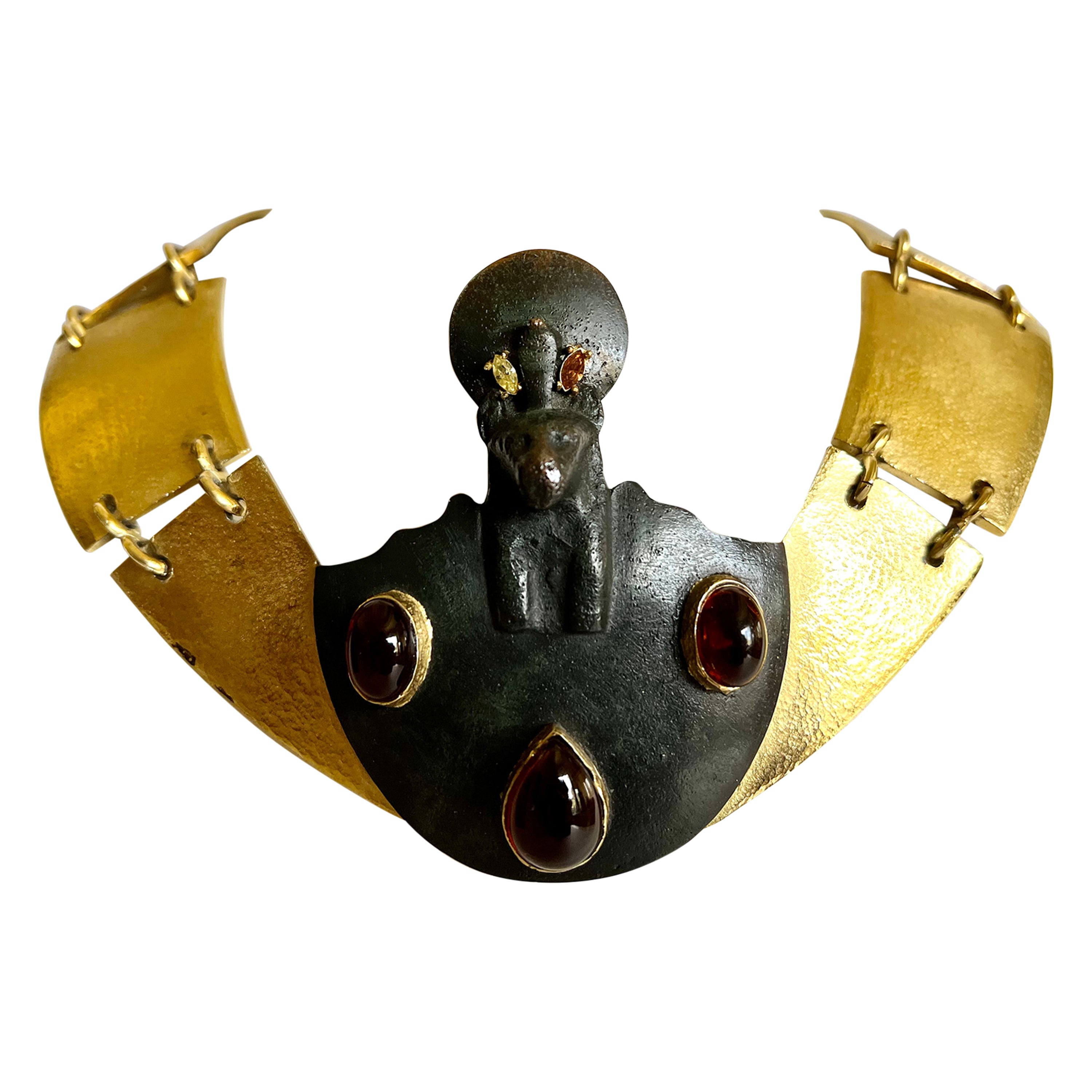 70s Trifari rare Diane Love Egyptian "Shekmet" Collar Necklace