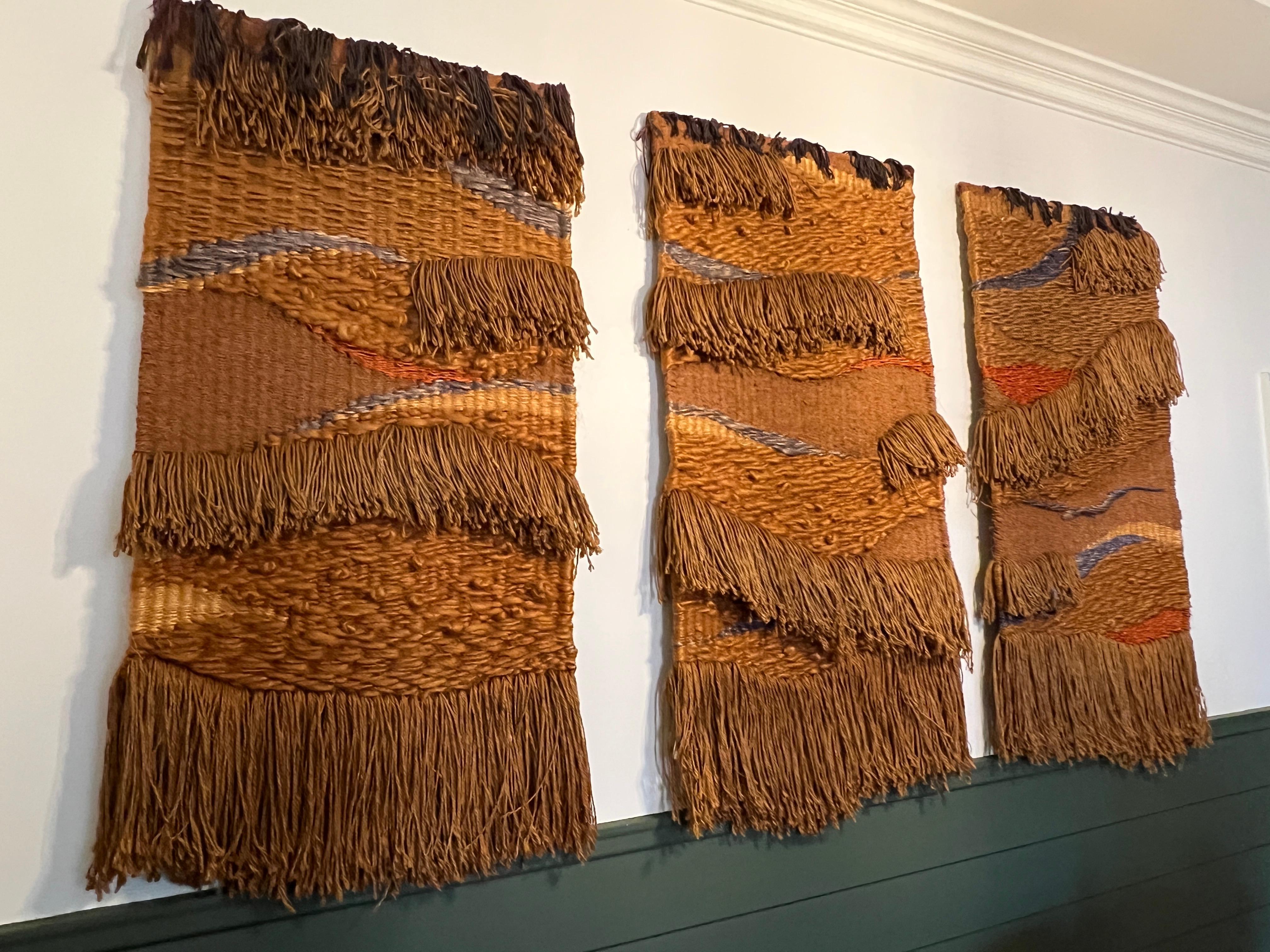 70er Jahre Triptychon Faserkunst 