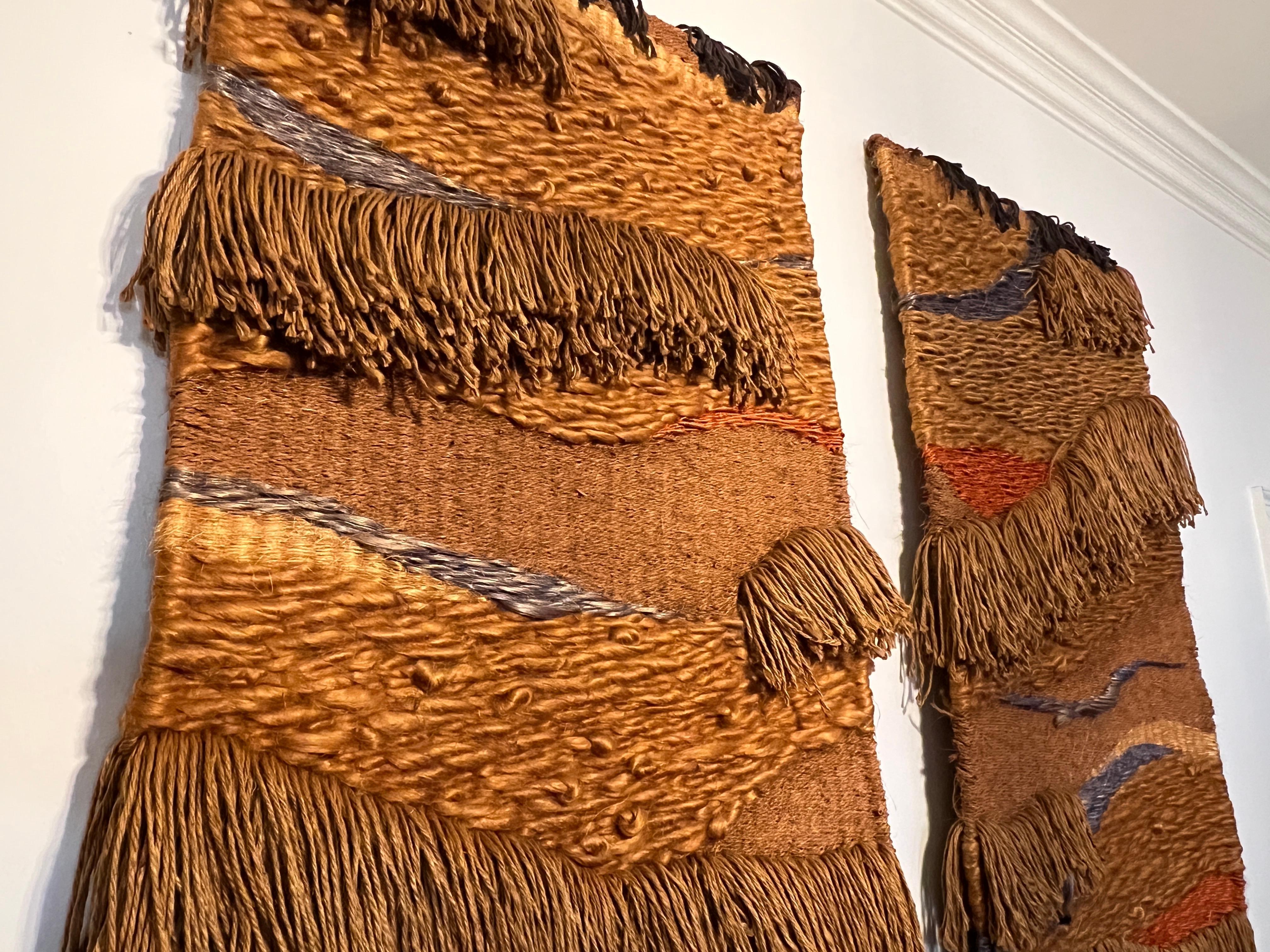 70er Jahre Triptychon Faserkunst 