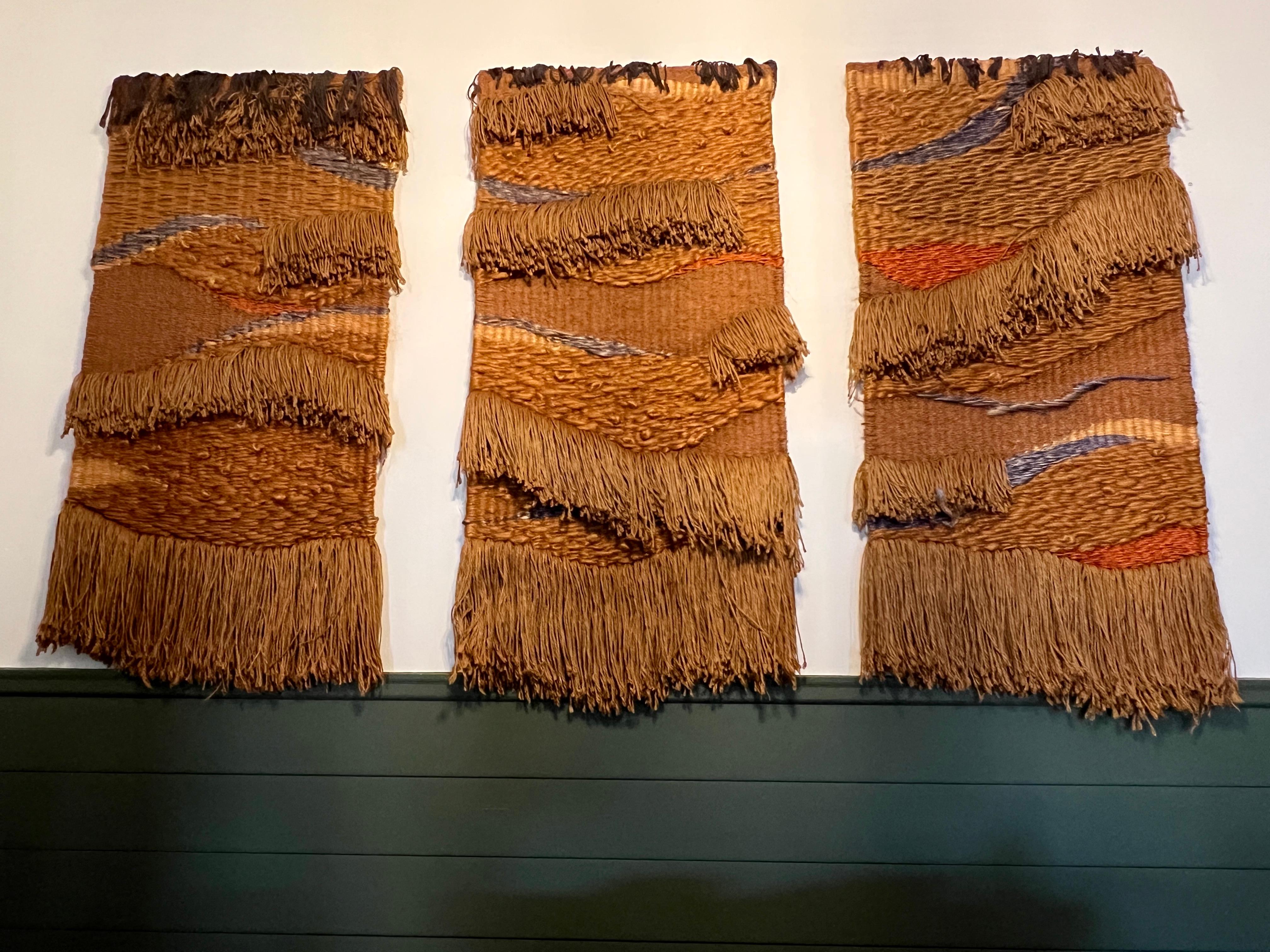 70er Jahre Triptychon Faserkunst 