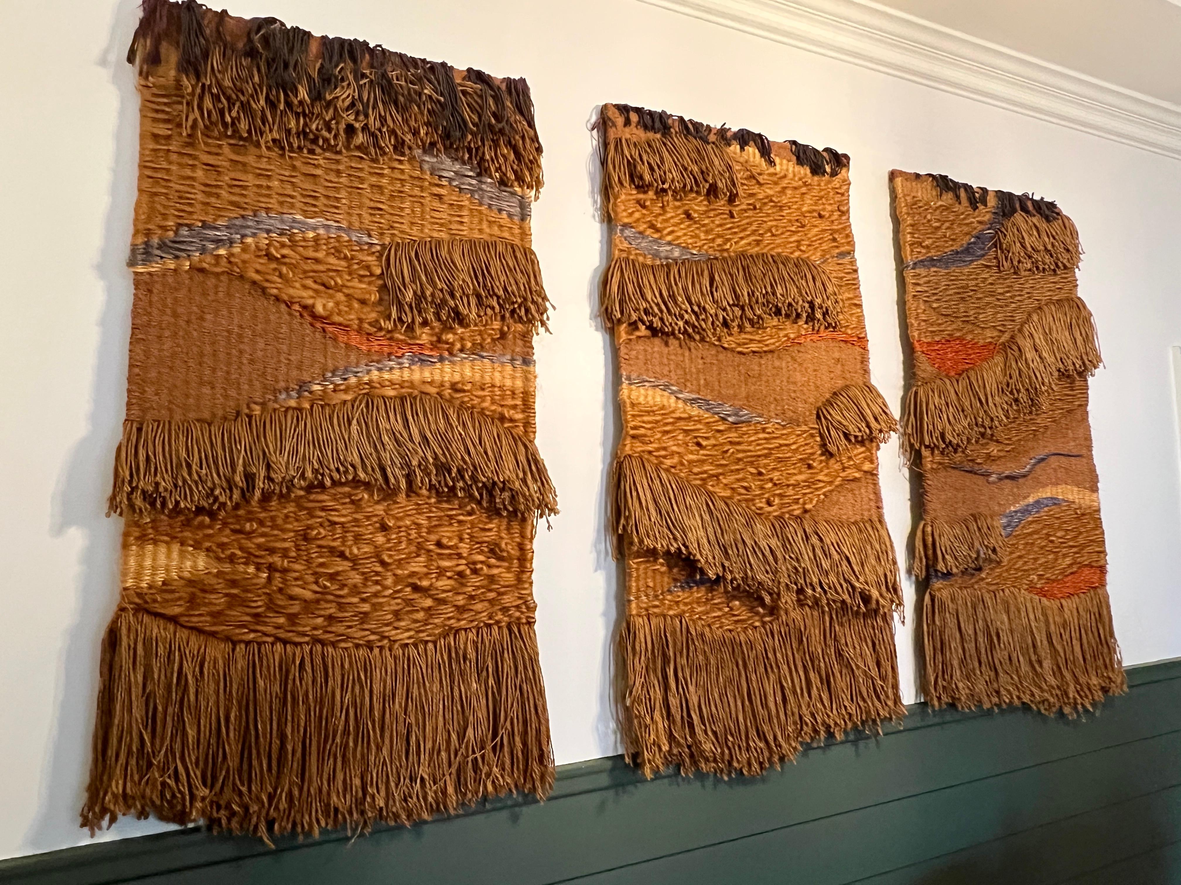 70er Jahre Triptychon Faserkunst 