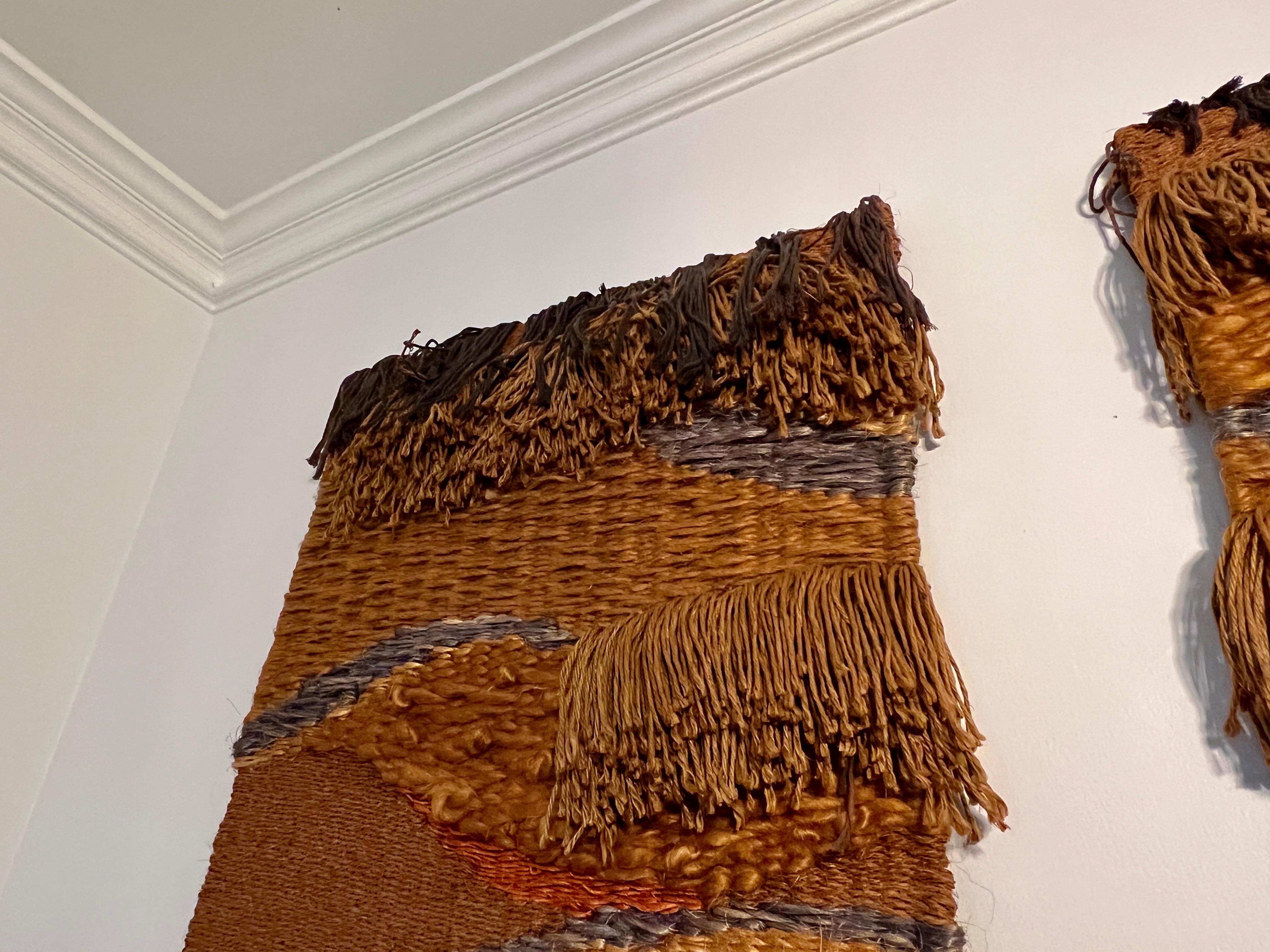 70er Jahre Triptychon Faserkunst 
