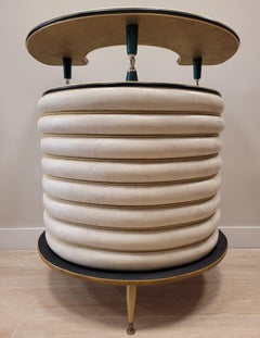 1970s Umberto Mascagni Green Bar Cart, Console, Regency Style Italian