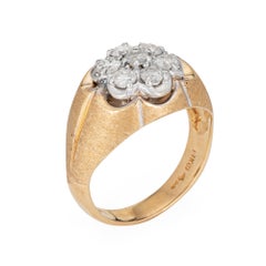 70s Vintage 1ct Diamond Cluster Ring Sz 10 Men's Band Estate Fine Jewelry