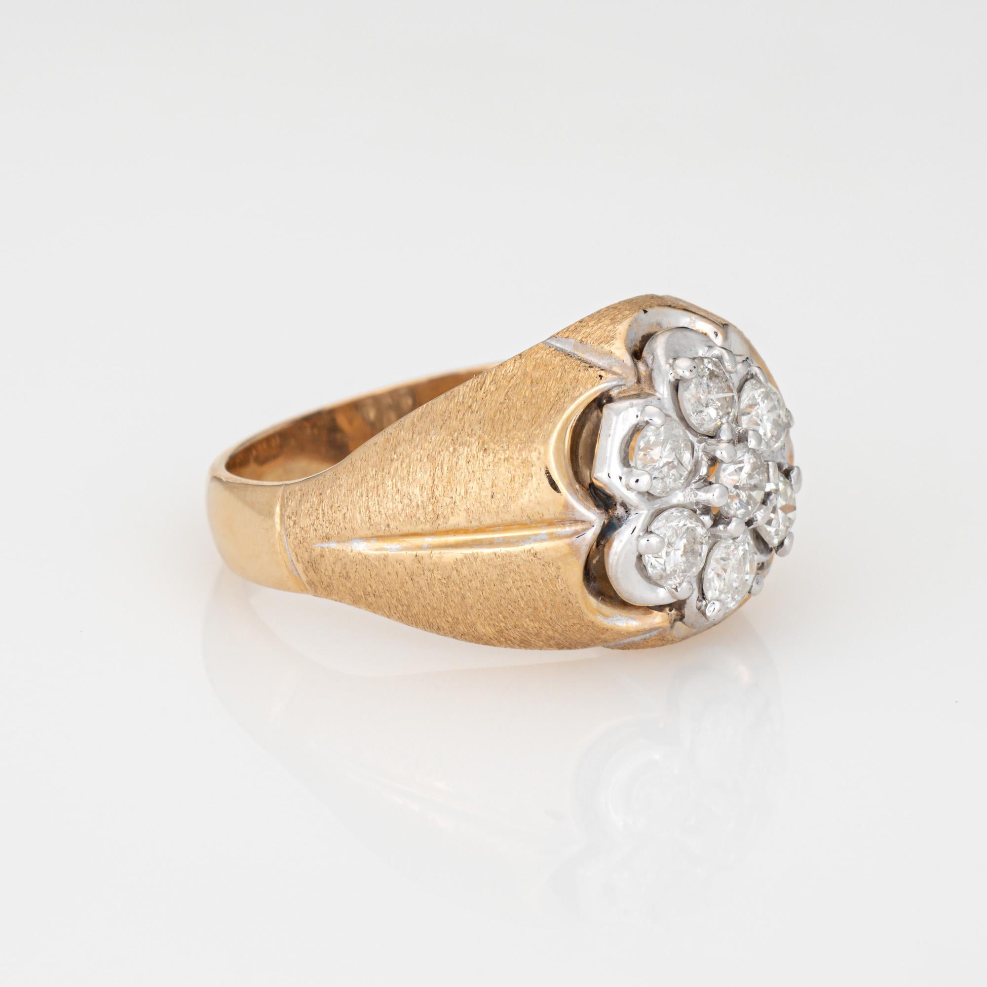 70er Jahre Vintage 1ct Diamant-Cluster-Ring Gr. 10 Herrenband Nachlass-Schmuck (Moderne) im Angebot