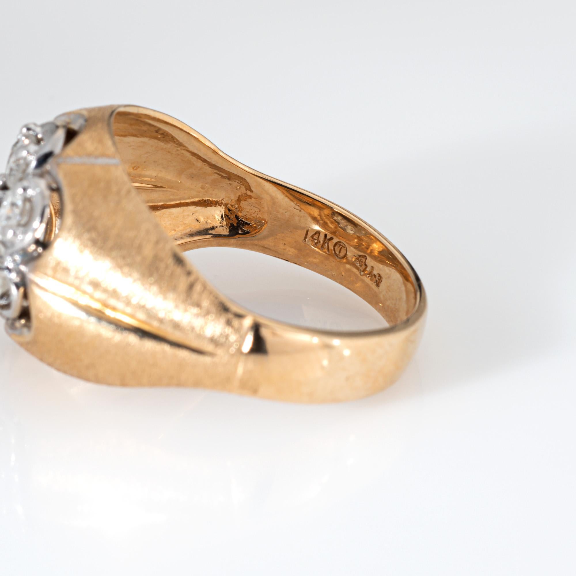 70er Jahre Vintage 1ct Diamant-Cluster-Ring Gr. 10 Herrenband Nachlass-Schmuck im Angebot 1