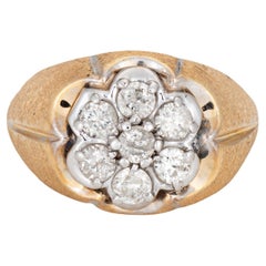 70s Vintage 1ct Diamond Cluster Ring Sz 10 Men's Band Estate Fine Jewelry