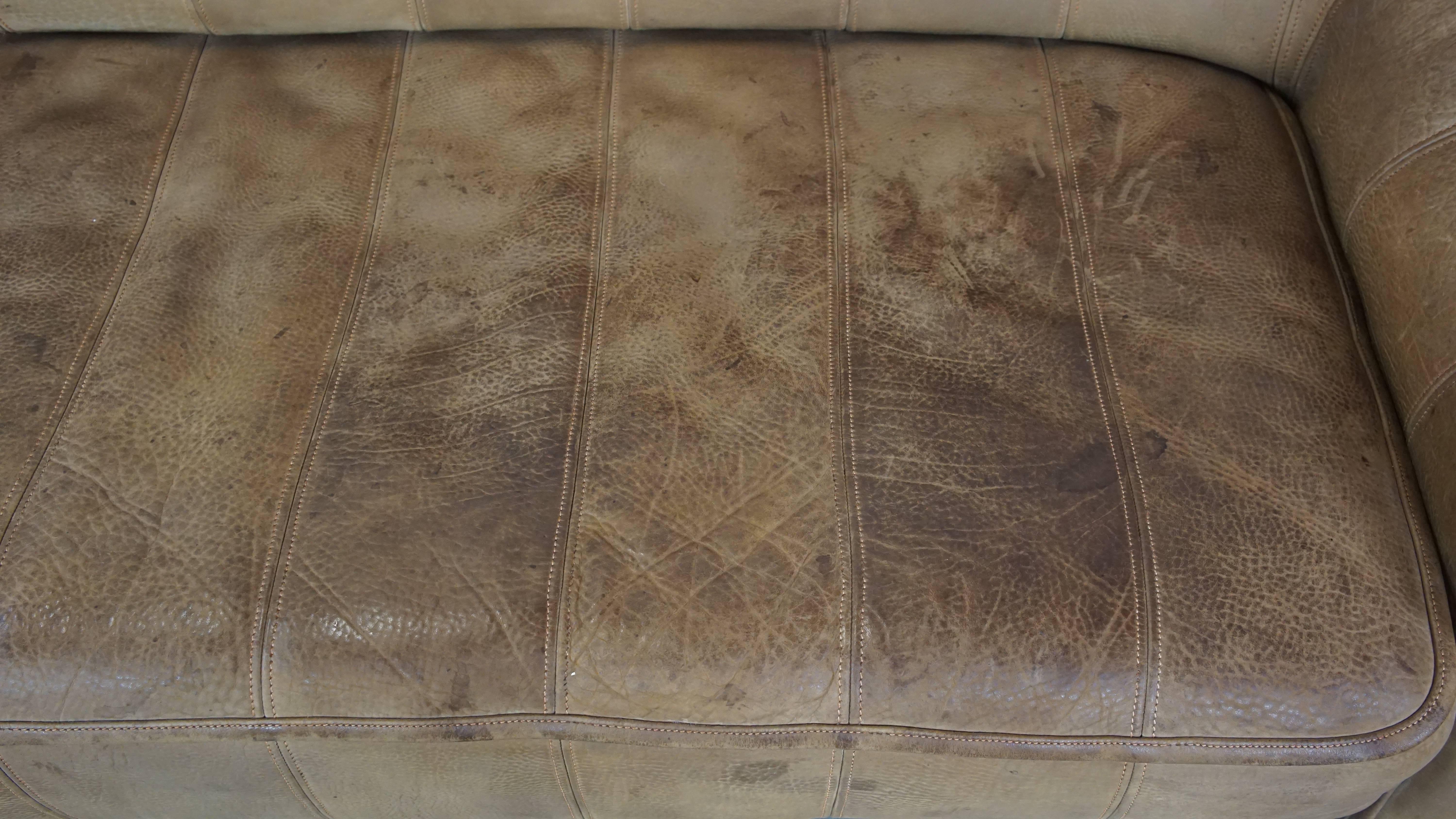 Cuir Canapé vintage 2,5 places de De Sede modèle DS44, cuir de buffle, années 70 en vente