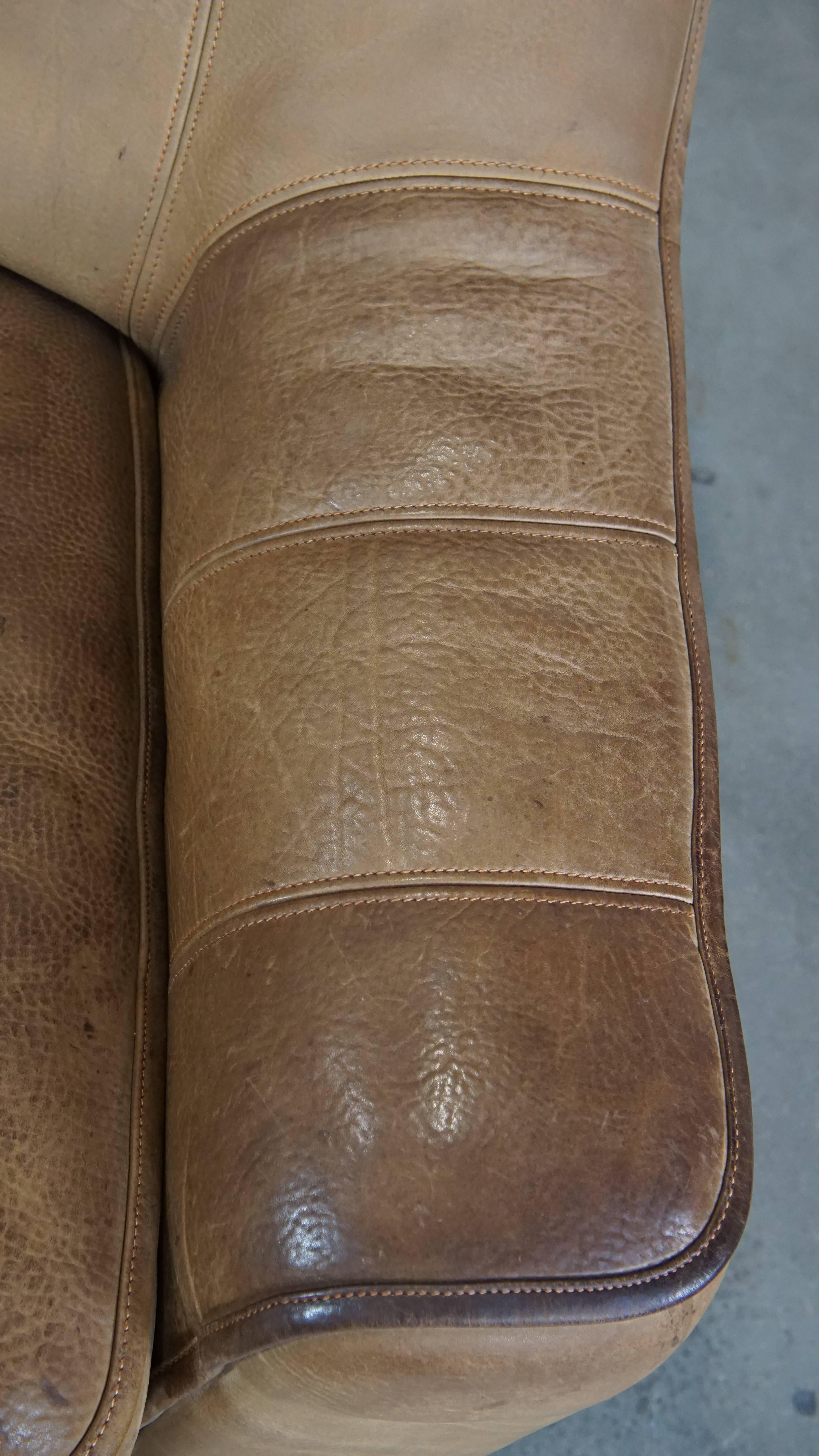 Canapé vintage 2,5 places de De Sede modèle DS44, cuir de buffle, années 70 en vente 2