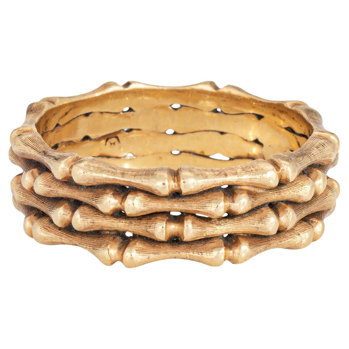 70s Vintage Bamboo Band 7mm 14k Gelbgold Ring Sz 9,5 Stacking-Schmuck im Angebot