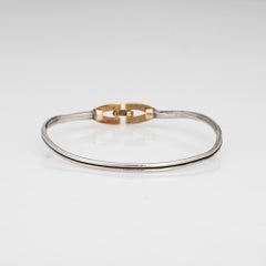 70s Vintage Cartier Bangle Bracelet Sterling Silver 18k Yellow Gold France