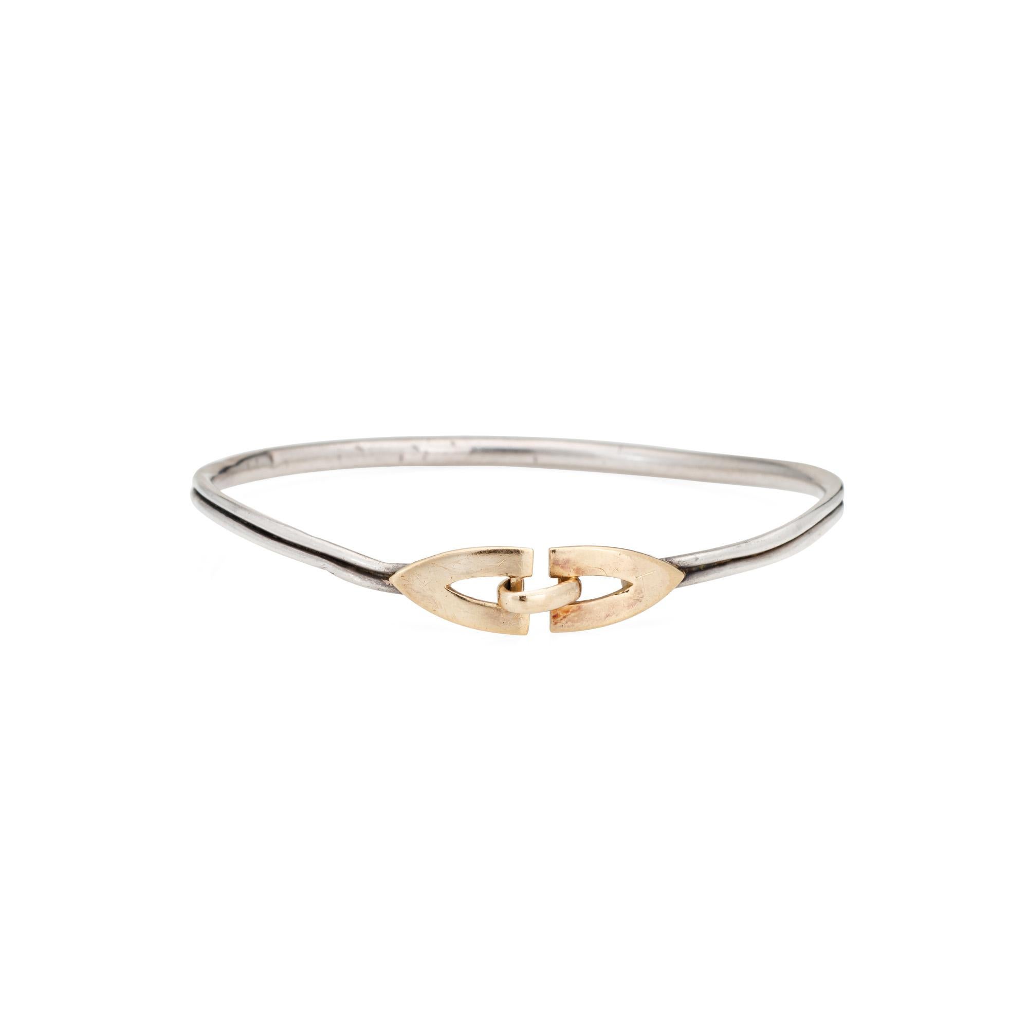 70s Vintage Cartier Bangle Bracelet Sterling Silver 18k Yellow Gold France In Good Condition For Sale In Torrance, CA