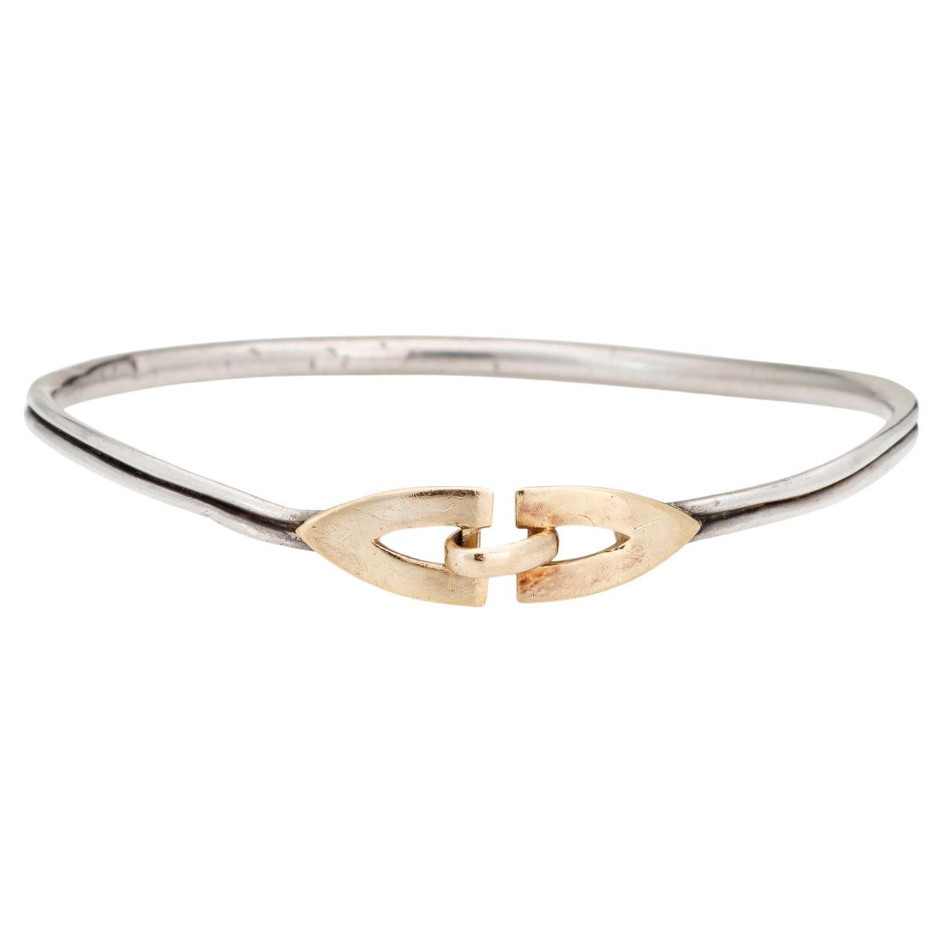 70er Jahre Vintage Cartier Armreif Armband aus Sterlingsilber 18k Gelbgold Frankreich