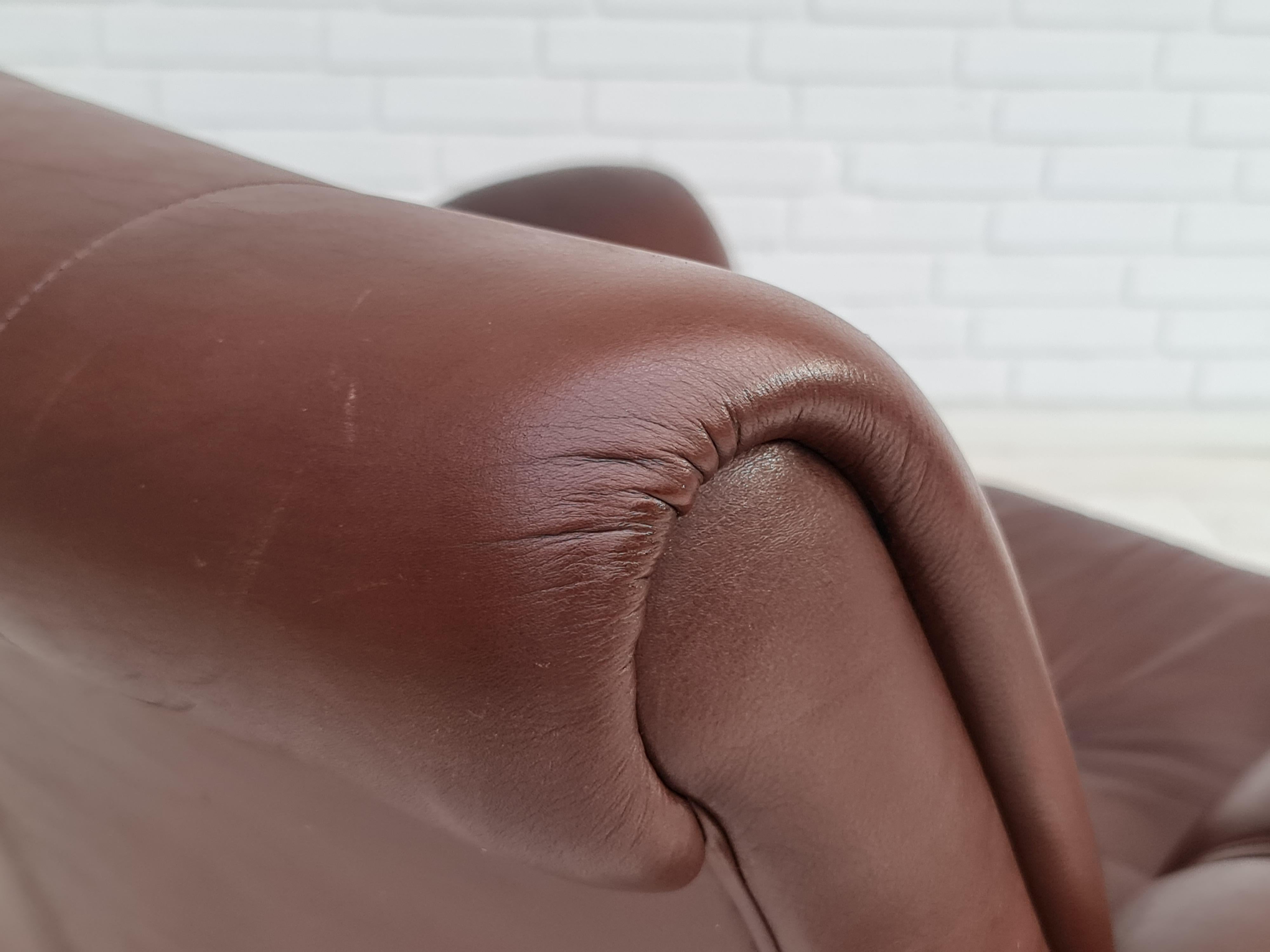 Dänischer Sessel im Vintage-Stil aus Leder, Eichenholz, 70er Jahre im Angebot 10