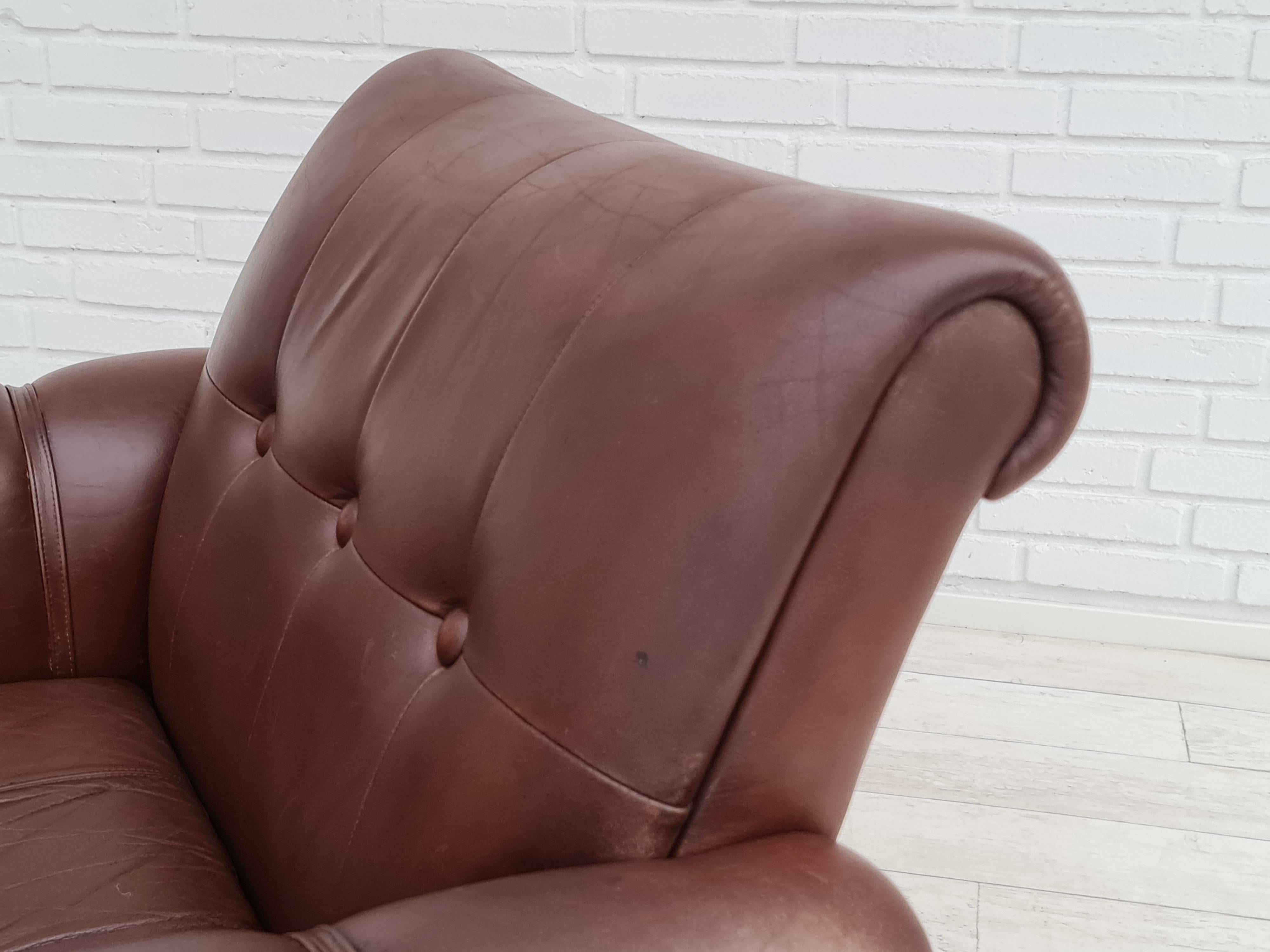 Dänischer Sessel im Vintage-Stil aus Leder, Eichenholz, 70er Jahre im Angebot 11