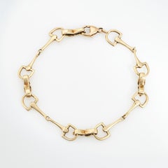 70s Vintage Horse Bit Buckle Bracelet 14k Yellow Gold 8" Equestrian Jewelry