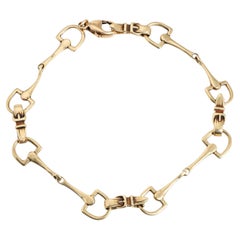 70s Vintage Horse Bit Buckle Bracelet 14k Yellow Gold 8" Equestrian Jewelry