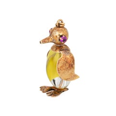 70s Vintage Penguin Pendant 14k Yellow Gold Charm Estate Bird Jewelry