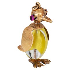 70s Vintage Penguin Pendant 14k Yellow Gold Charm Estate Bird Jewelry
