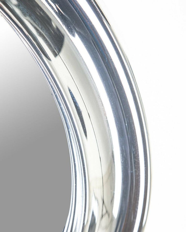 70s Vintage Round Mirror in Chrome metal Italian Design at 1stDibs