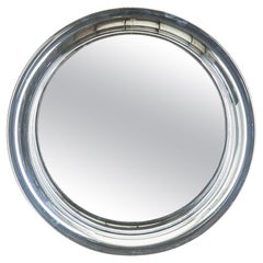 70s Vintage Round Mirror in Chrome metal Italian Design