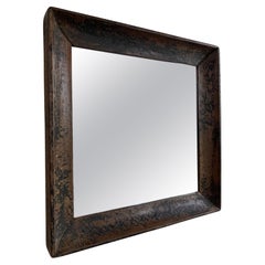 70s Vintage Square Oak Mirror