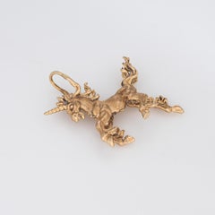 70s Vintage Unicorn Pendant 10k Yellow Gold Estate Charm Animal Jewelry