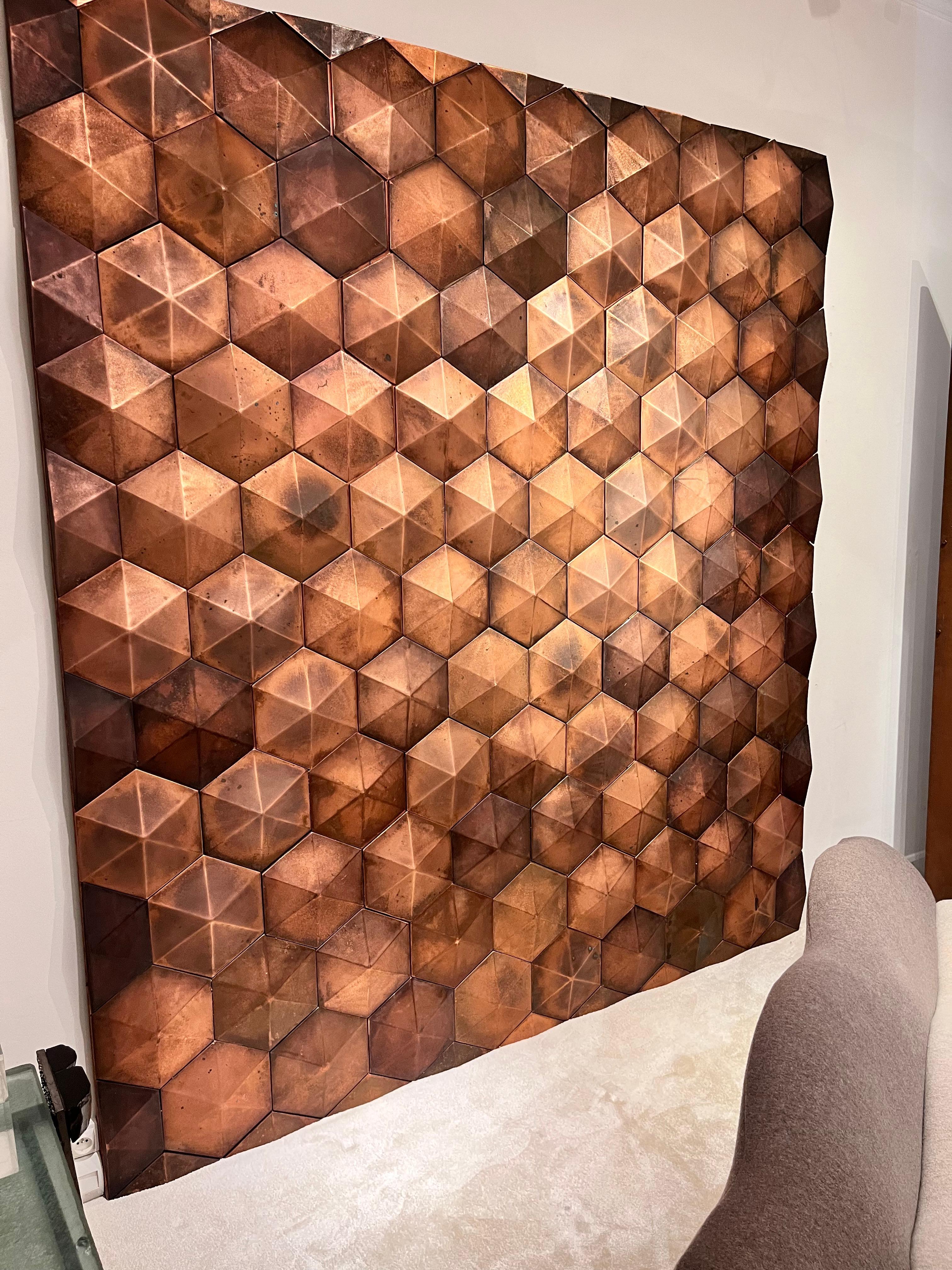 70s wall panel in solid copper pieces For Sale 6