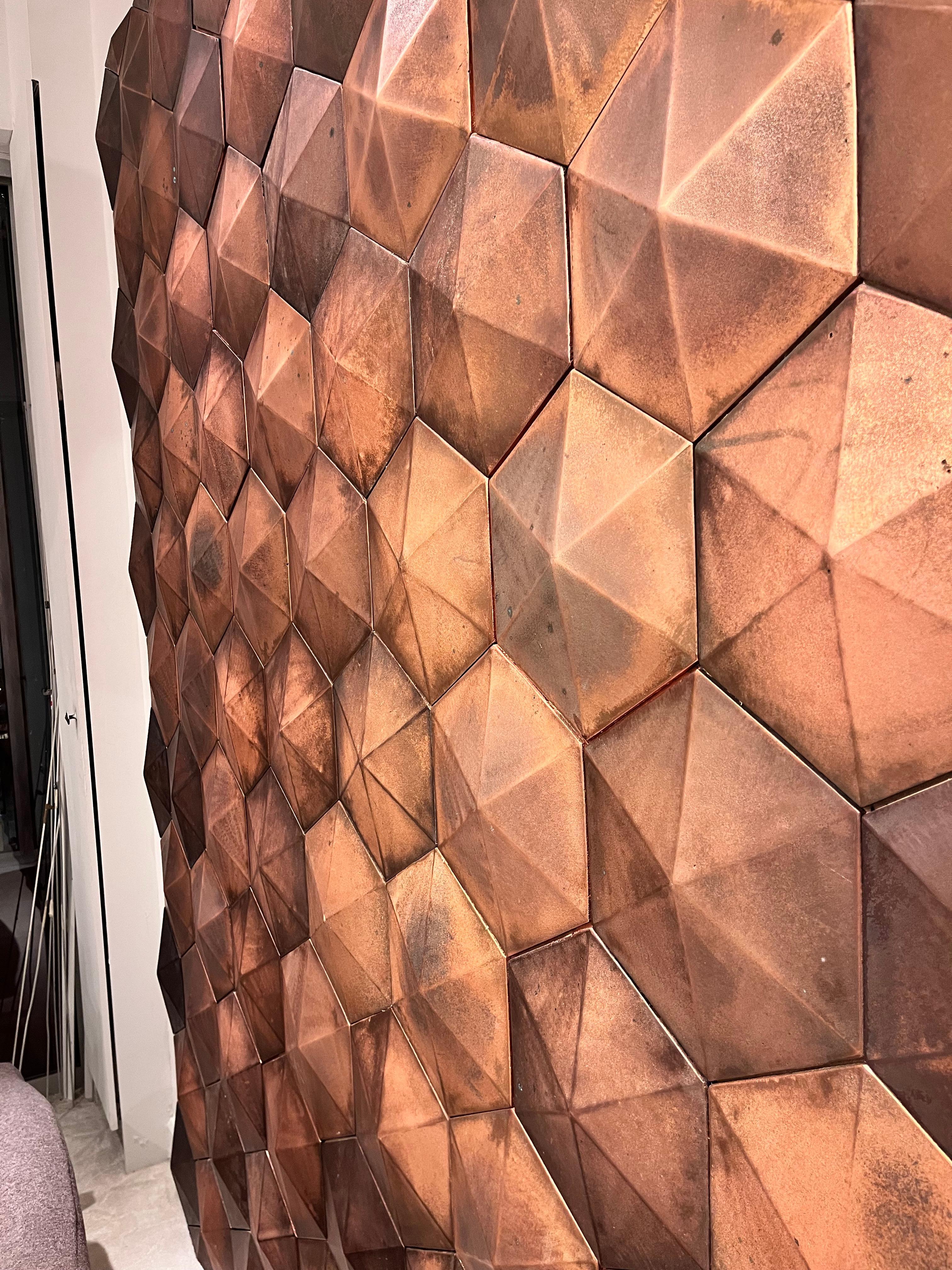 70s wall panel in solid copper pieces For Sale 10