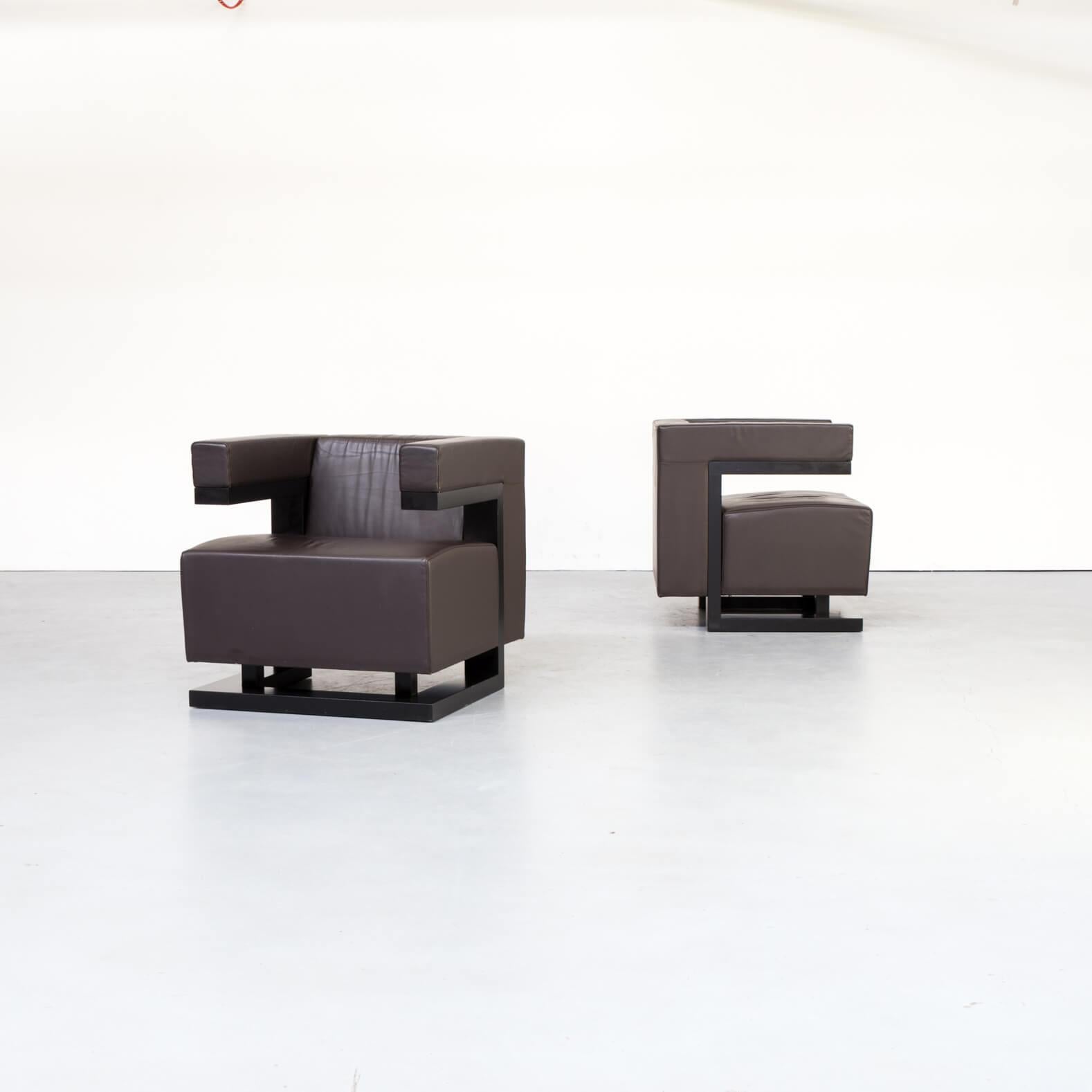 One set of two Walter Gropius ‘F51 armchair’ for Tecta. The F51 shows a lot of comfort in square form, a quality in design directly te result of drawing buildings which Gropius made as well known as with his furniture designs. This set is unique and