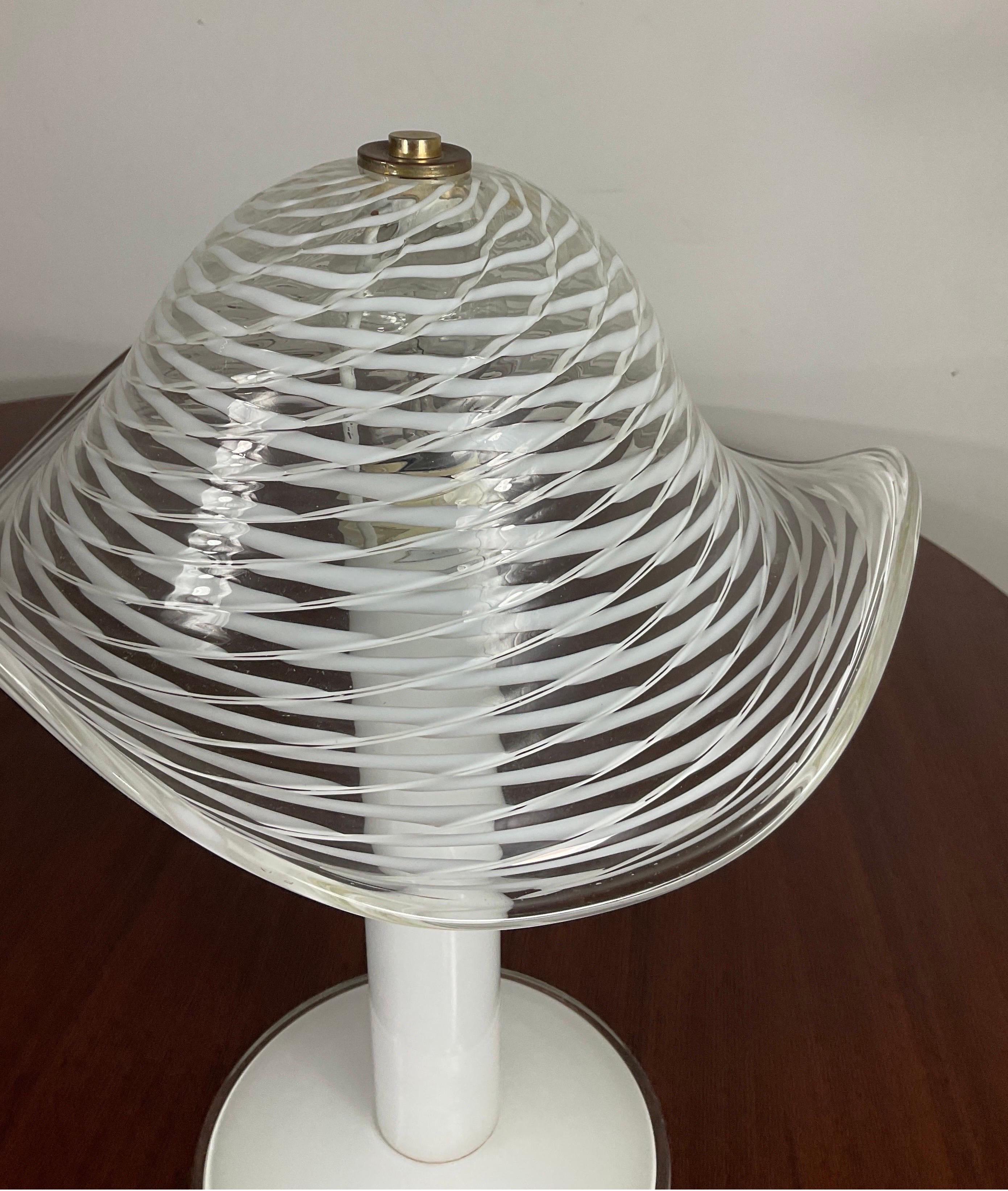70s White Murano Lamp For Sale 6