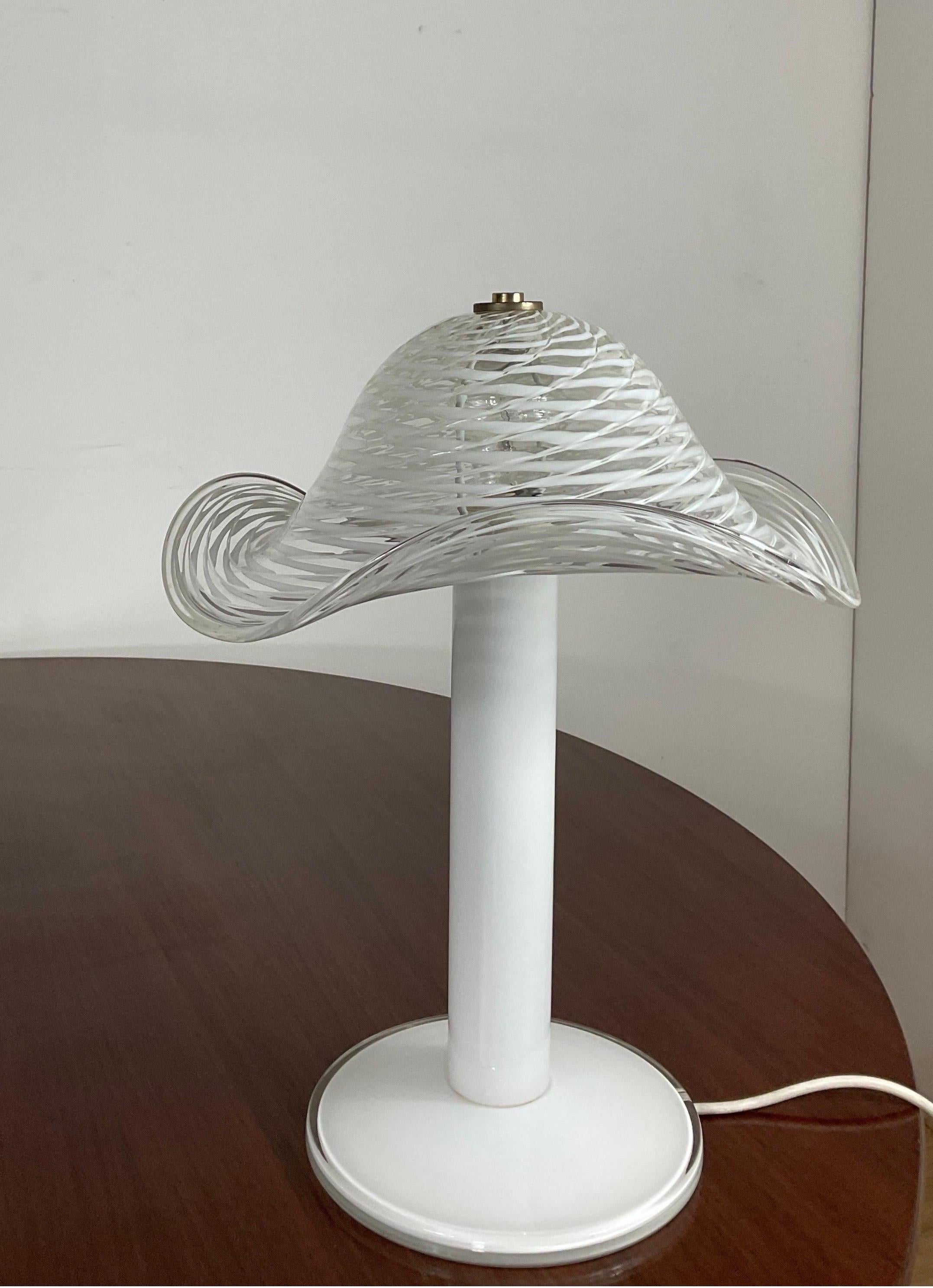 70s White Murano Lamp For Sale 1
