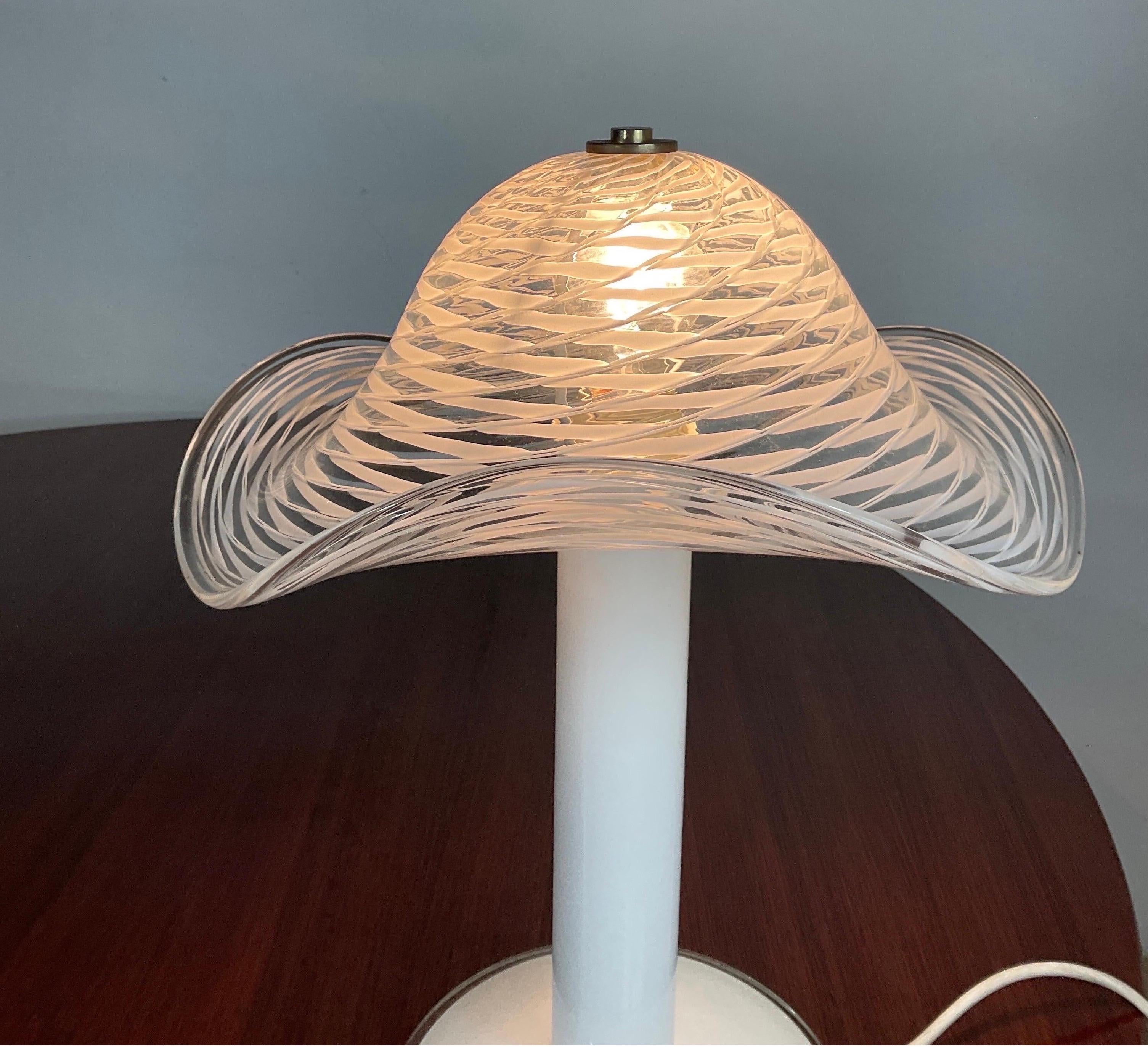 70s White Murano Lamp For Sale 2