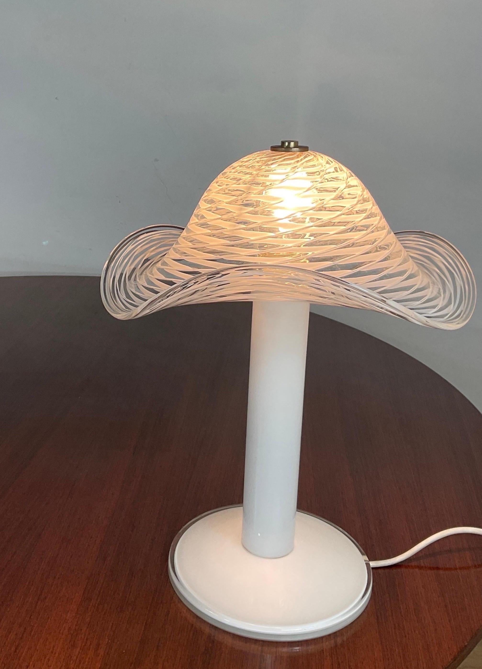 70s White Murano Lamp For Sale 4