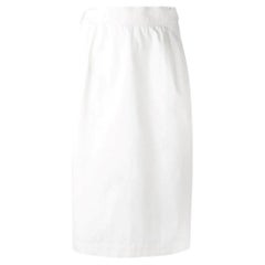 70s White Yves Saint Laurent Vintage midi wraparound skirt