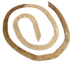 70s Whiting Davis Attr. 59in Mesh Sash Tie or Belt Two Tone Gold Bronze Vintage